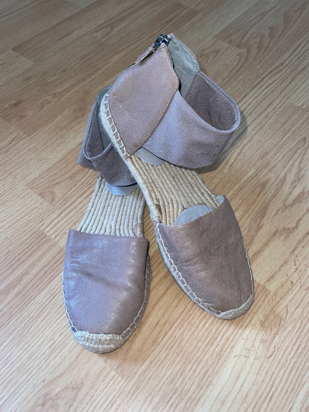 EILEEN FISHER Tan Coy Leather Espadrille‎ Skimmer Flats Size 9